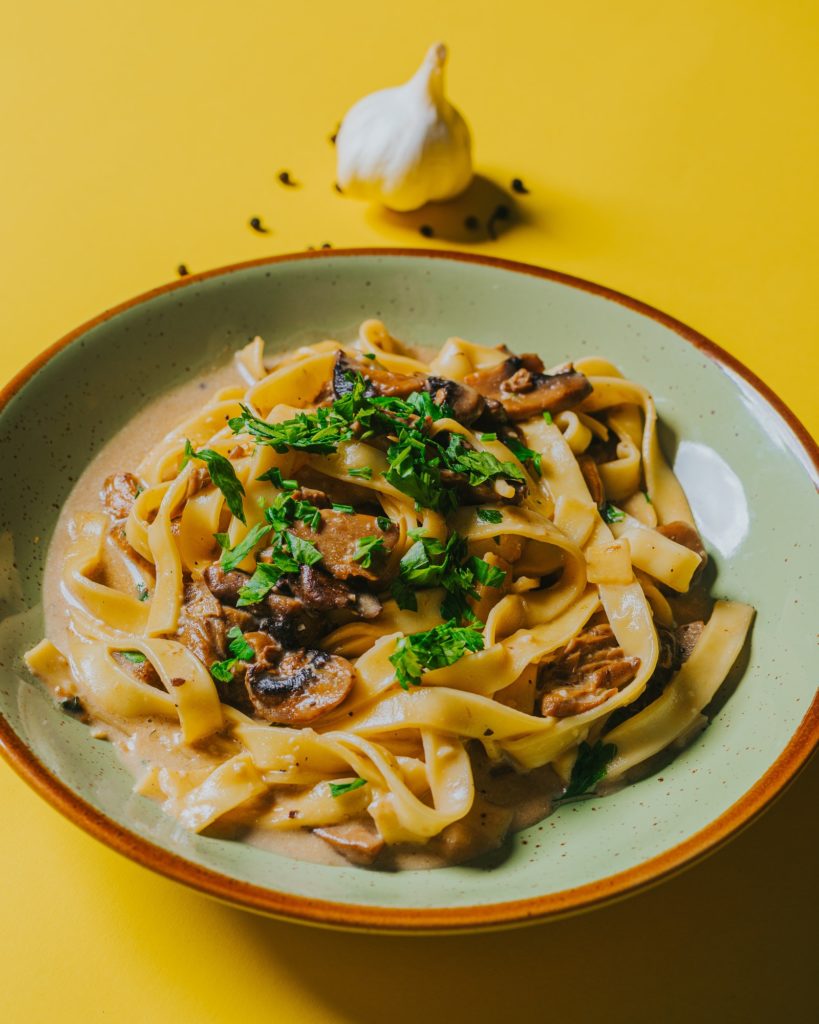 Pasta with Mushrooms and Parsley on Top, Vegetarian Pasta
